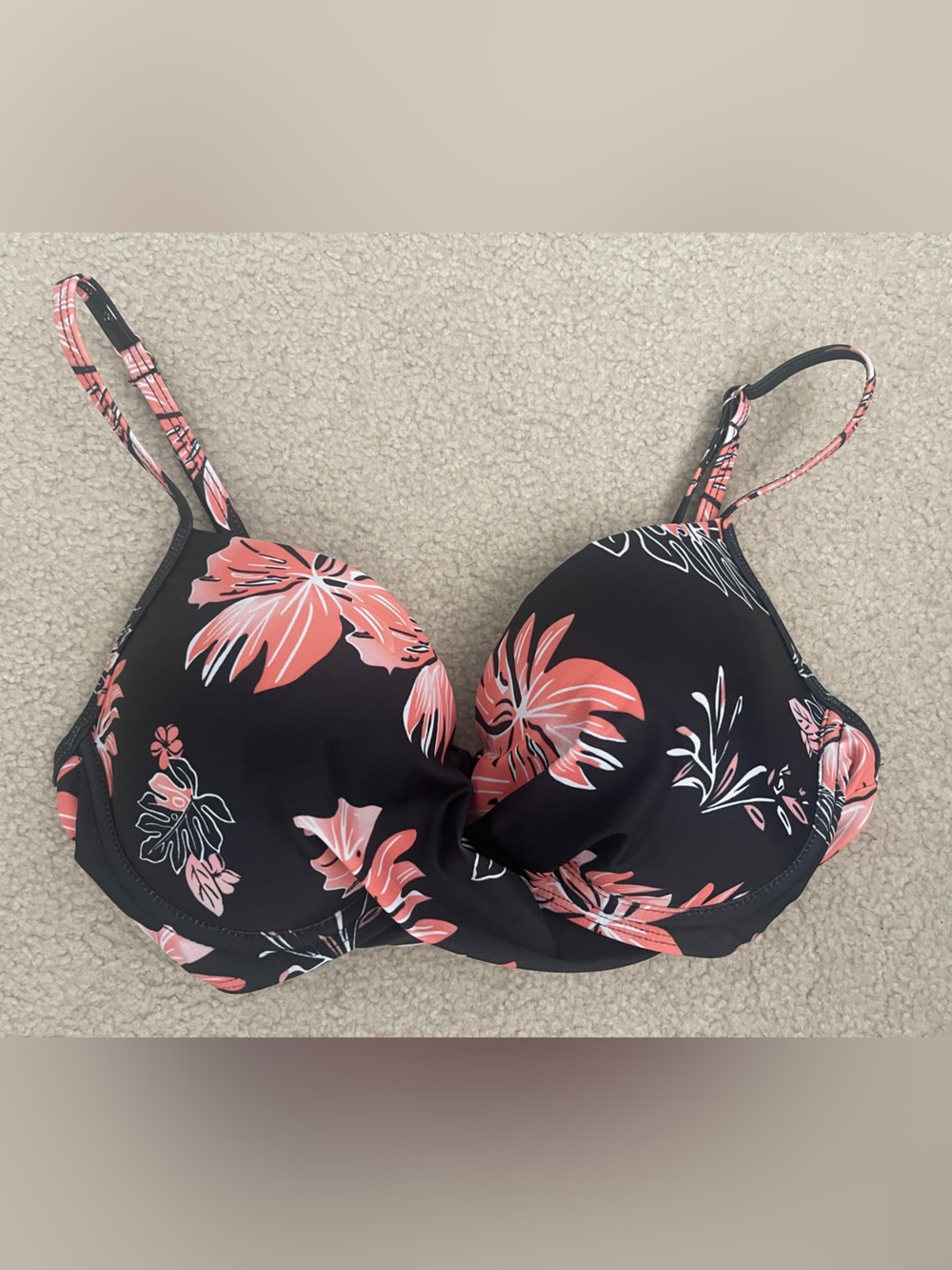 Black Coral Floral Underwire Bikini Top — Womens Swim